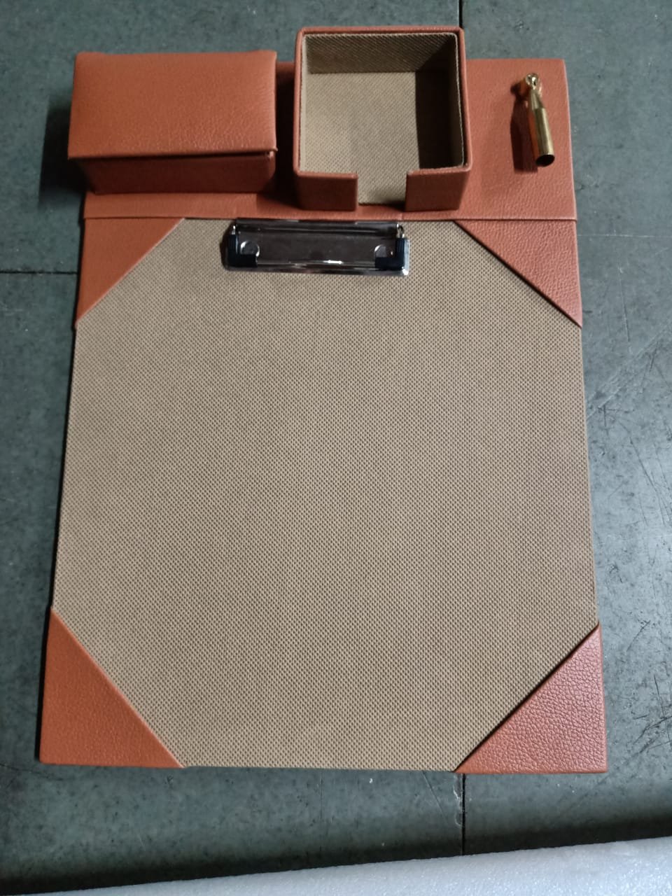 Leatherette desk organizer set